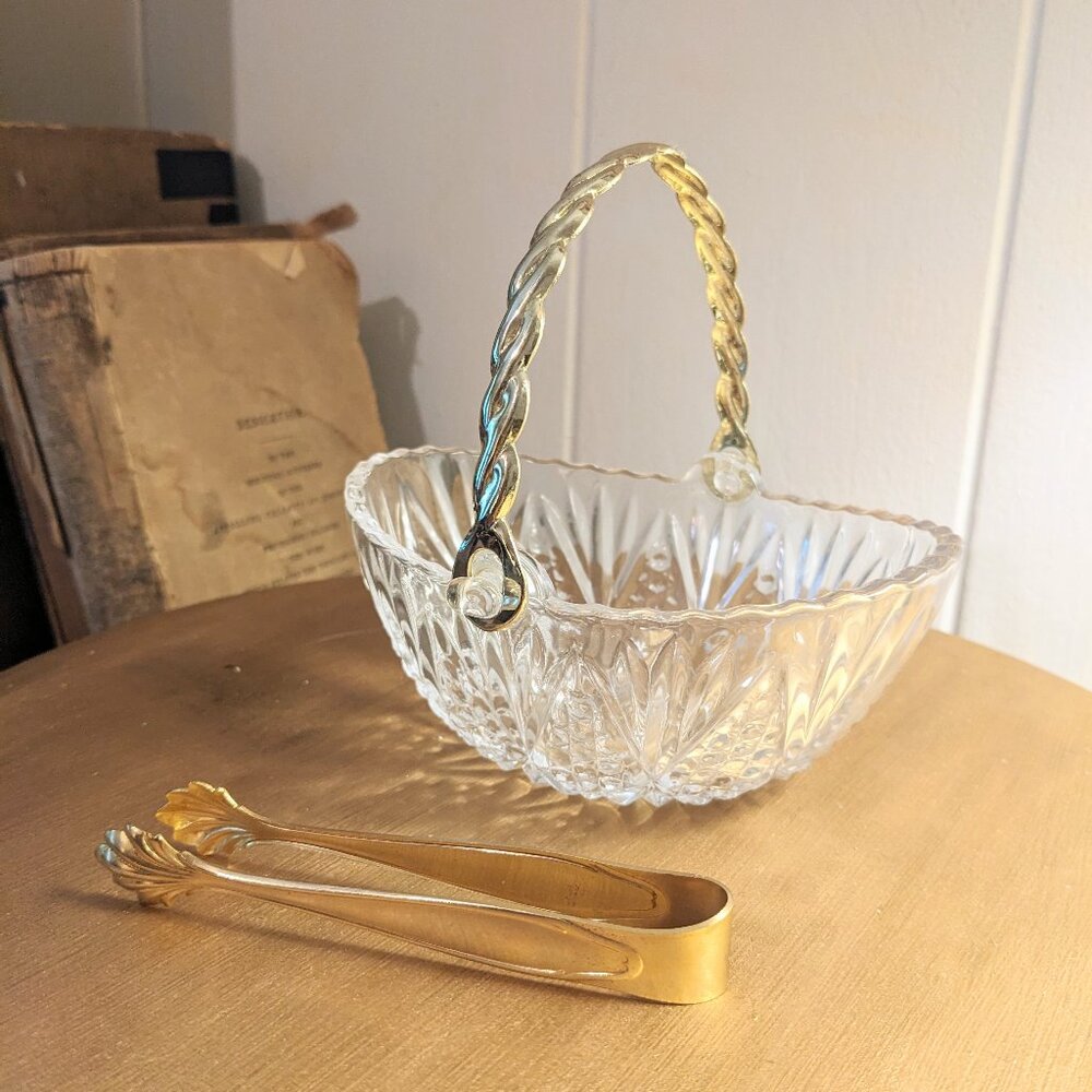 Vintage and Elegant Sugar Basket w/ Mini Tongs